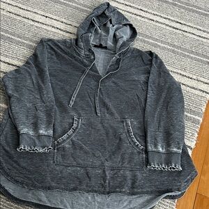 Gray Hooded Top - lightweight with Front Pocket